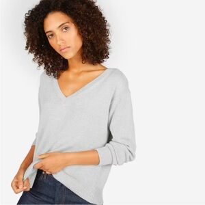 Everlane The Soft Cotton V-Neck Size Small Color Heathered Grey